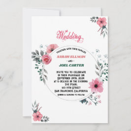 Chic Bright Watercolor Blues Hochzeit Einladung