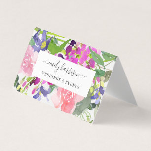 Chic Bright Watercolor Floral Blush Business Card Visitenkarten