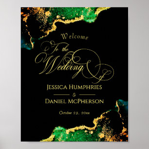 Chic Bronze Black Green Gold Hochzeit Begrüßungsze Poster