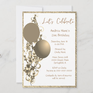 Chic Bronze Gold Glitzer Brithday Einladung