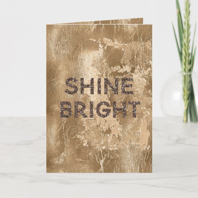 Chic Bronze Gold Shine Bright Glitzer Karte (Vorderseite)