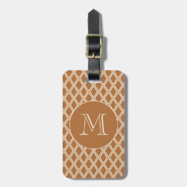 Chic Bronze Ivory Diamond Pattern Monogram Gepäckanhänger