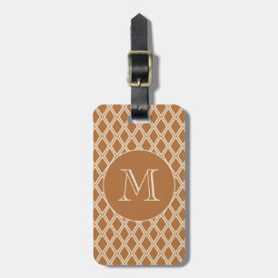 Chic Bronze Ivory Diamond Pattern Monogram Gepäckanhänger