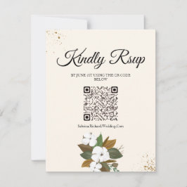 Chic Brown and Cream Floral Wedding RSVP Karte