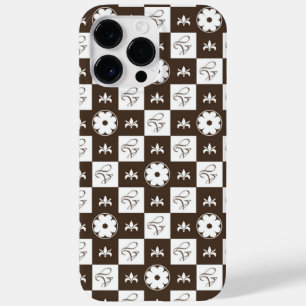 Chic Brown and White Checkered Pattern Case-Mate iPhone 14 Pro Max Hülle