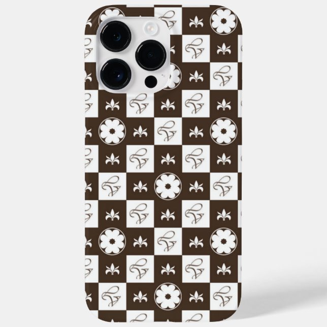 Chic Brown and White Checkered Pattern Case-Mate iPhone Hülle (Rückseite)