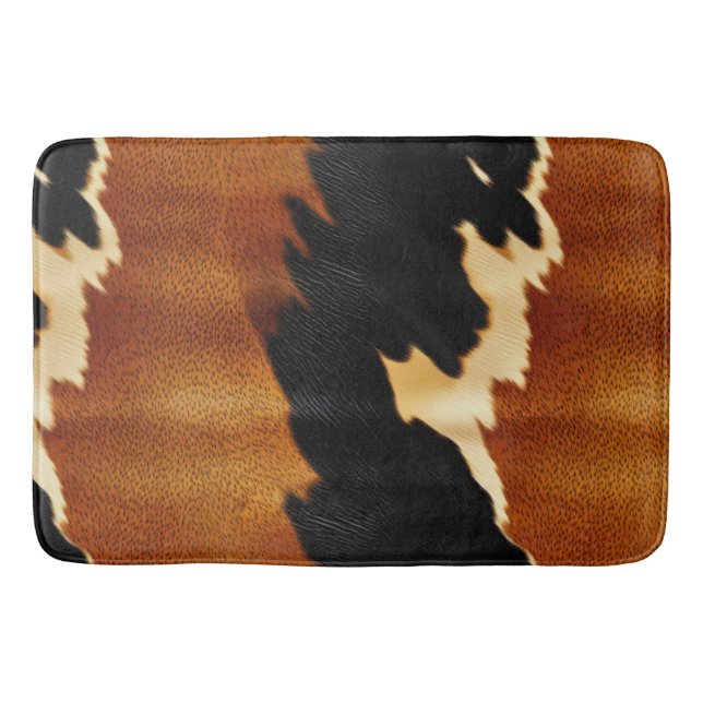 Chic Brown Black Cream Western Cowhide Badematte (Vorderseite)