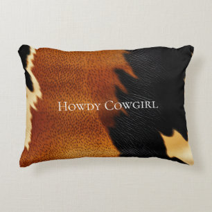 Chic Brown Black Cream Western Cowhide Dekokissen