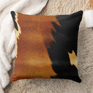 Chic Brown Black Cream Western Cowhide Kissen