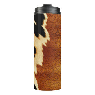Chic Brown Black Cream Western Cowhide Thermosbecher