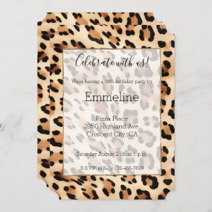 Chic Brown Cream Leopard Print Einladung