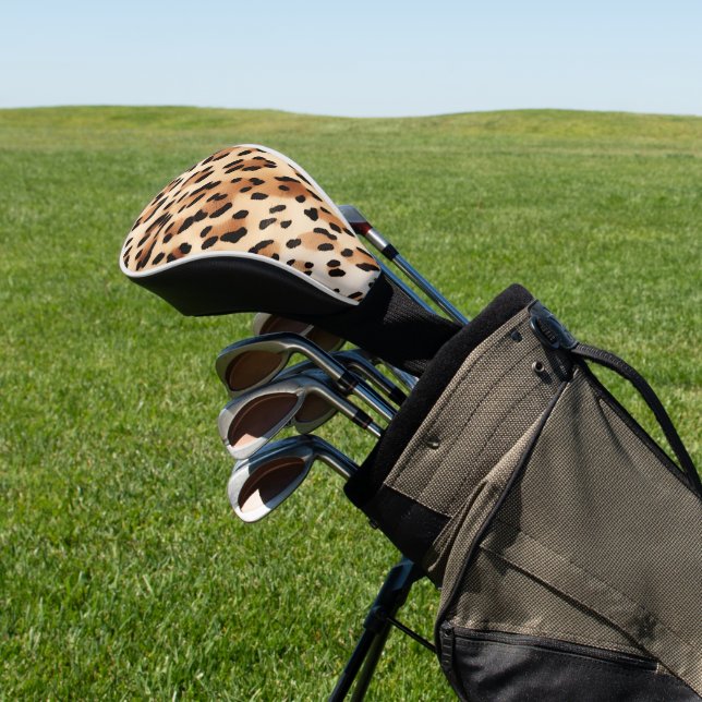 Chic Brown Cream Leopard Print Golf Headcover (In SItu)
