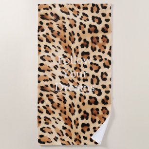 Chic Brown Cream Leopard Print Strandtuch