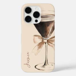 Chic Brown Girly Script Watercolor Espresso Kaffee iPhone 16 Pro Hülle