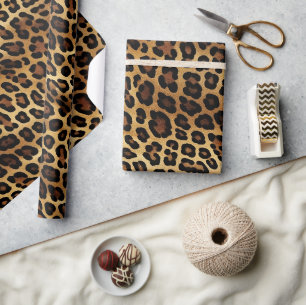 Chic Brown Gold Leopard Geschenkpapier