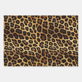 Chic Brown Gold Leopard Geschenkpapier Set