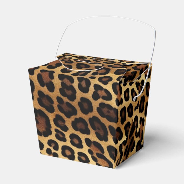 Chic Brown Gold Leopard Wedding Geschenkschachtel (Vorderseite)