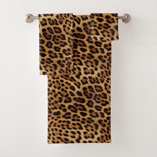 Chic Brown Leopard Print Badhandtuch Set (Insitu)
