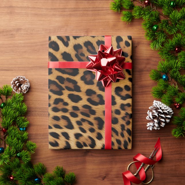 Chic Brown Leopard Print Geschenkpapier (Feiertagsgeschenk)