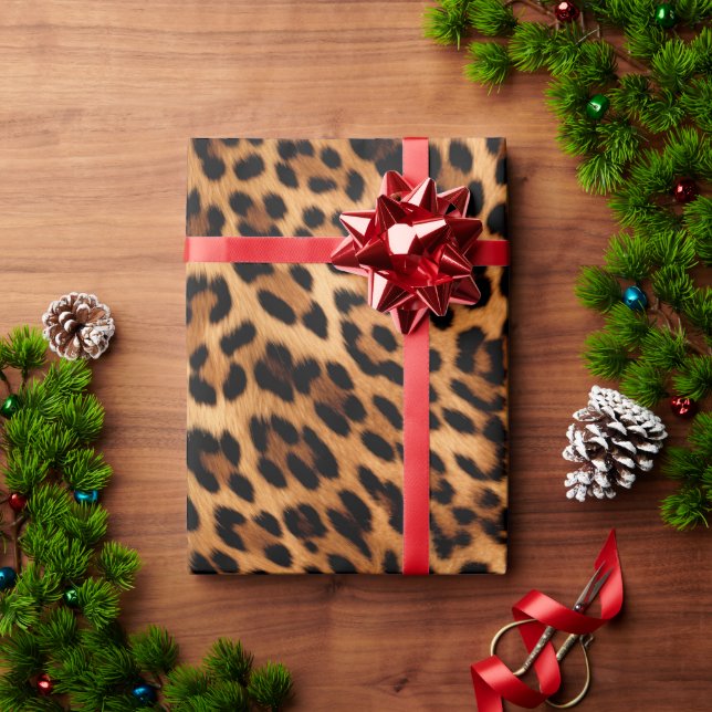 Chic Brown Leopard Print Geschenkpapier (Feiertagsgeschenk)