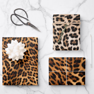 Chic Brown Leopard Print Geschenkpapier Set