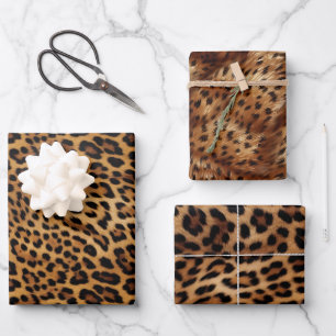 Chic Brown Leopard Print Geschenkpapier Set