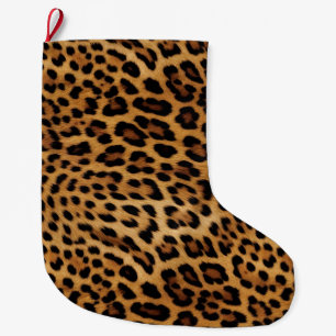 Chic Brown Leopard Print Großer Weihnachtsstrumpf