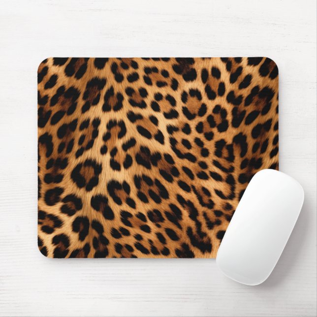 Chic Brown Leopard Print Mousepad (Mit Mouse)