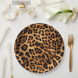 Chic Brown Leopard Print Pappteller