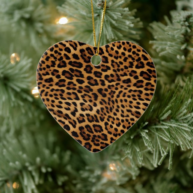 Chic Brown Leopard Print Pink Gold Keramik Ornament (Baum)