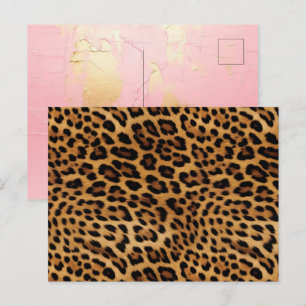 Chic Brown Leopard Print Postkarte