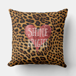 Chic Brown Leopard Print Shine Kissen