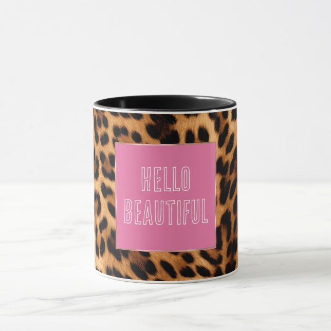 Chic Brown Leopard Print Tasse (Zentrum)
