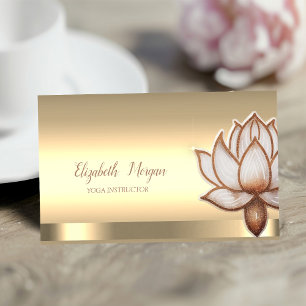 Chic Brown Lotus Blumen Yoga-Lehrer Visitenkarte