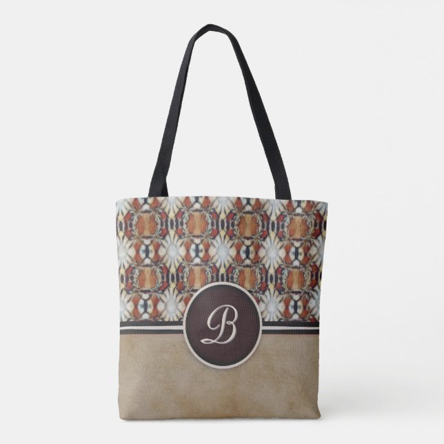 Chic Brown und Tan Batik Tasche (Rückseite)