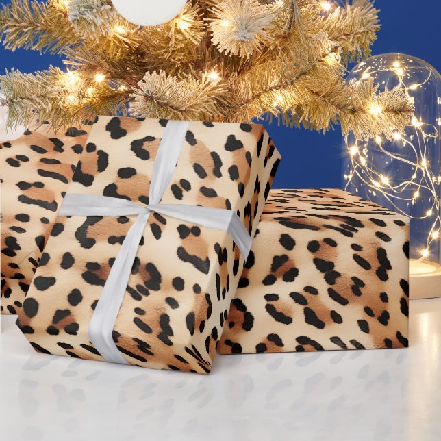 Chic Brown White Leopard Print Geschenkpapier (Feiertage)
