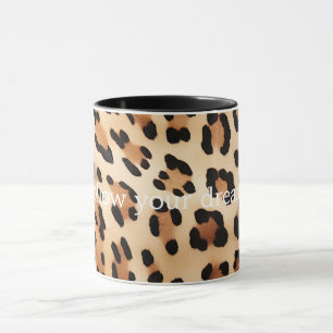 Chic Brown White Leopard Print Tasse