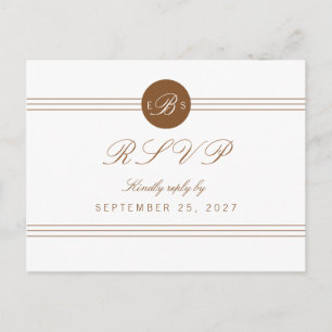 Chic Brown White Monogram Response UAWG Postkarte