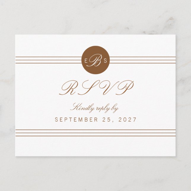 Chic Brown White Monogram Response UAWG Postkarte (Vorderseite)