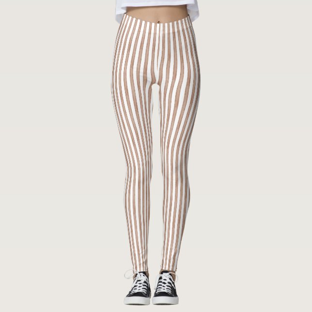 Chic Brown White Stripes Leggings (Vorderseite)