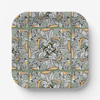 Chic Brunch & Game Night Abstrakte Doodle-Papier Pappteller