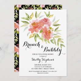 Chic Brunch und Bubbly Floral Brautparty Einladung