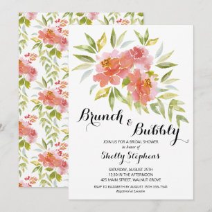 Chic Brunch und Bubbly Floral Einladung