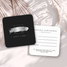 Chic Brush Stroke Black Imitats Silver Gift Card