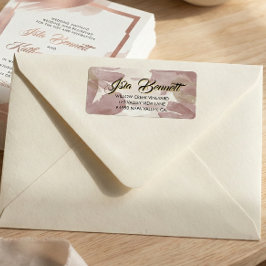 Chic Brush Stroke | Faux Rose Gold on White Label Adressaufkleber