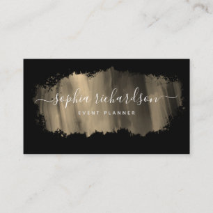 Chic Brush Stroke   Imitate Gold in Schwarz Visitenkarte