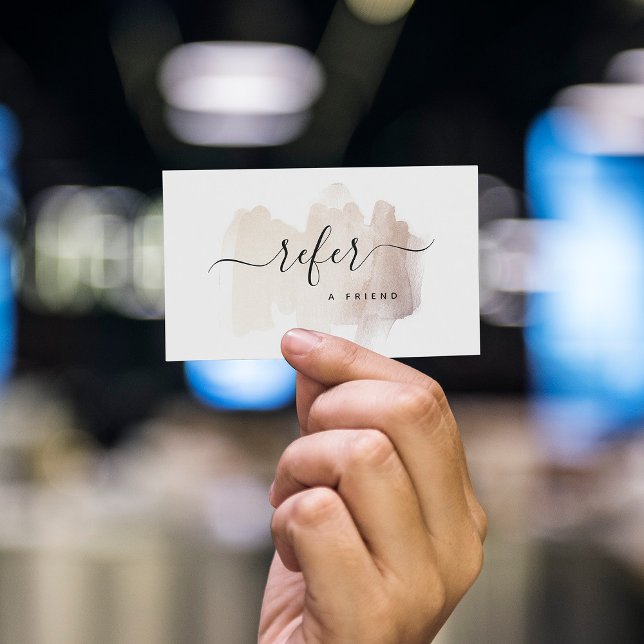 Chic Brush Stroke | Imitate Rose Gold auf Weiß Empfehlungskarte (Von Creator hochgeladen)