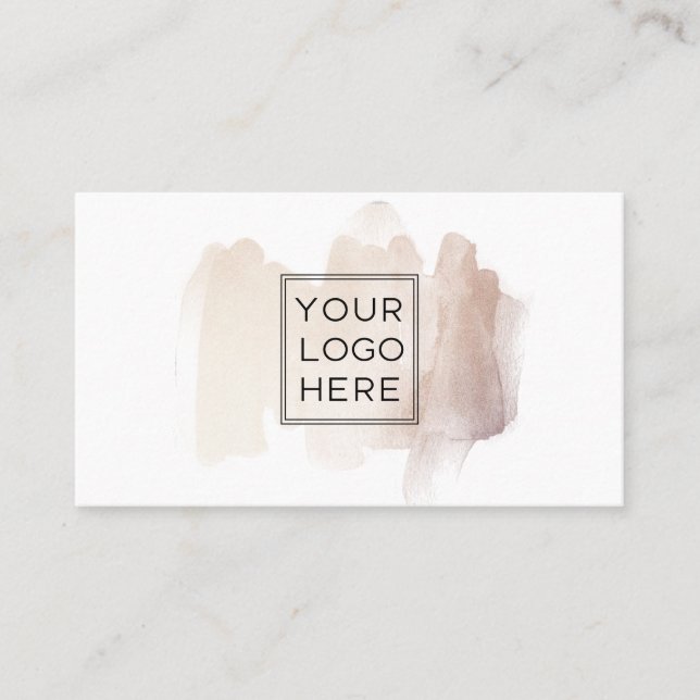 Chic Brush Stroke | Imitate Rose Gold mit Logo Visitenkarte (Vorderseite)