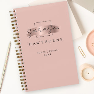 Chic Brush Stroke Imitats Rose Gold Elegantes Mono Notizbuch