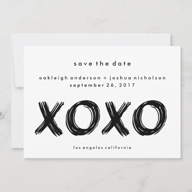 Chic Brush Stroke | XOXO Einfach Save the Date (Vorderseite)